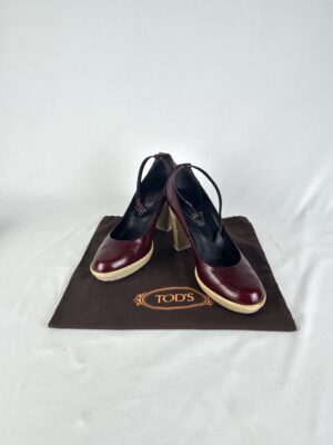 Tod’s Aspen Ankle Strap Heels Burgundy