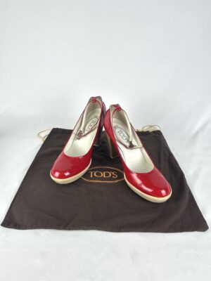 Tod’s Aspen Ankle Strap Heels Red