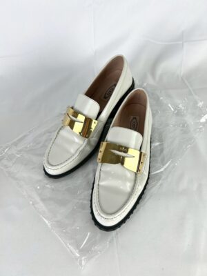 Tod’s Patent Goldtone Penny Keeper Loafer