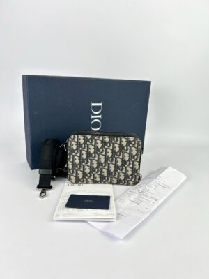 Dior  Oblique Zipped Pouch With Strap Y2018