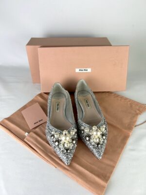 Miumiu Pearl&Crystal Embellished