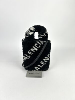Balenciaga Everyday Faux Fur Logo Phone Holder tote bag Y2019
