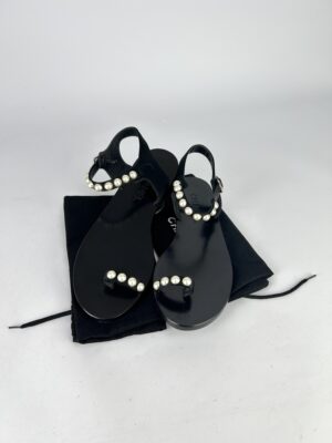 Chanel Satin Pearl Sandals