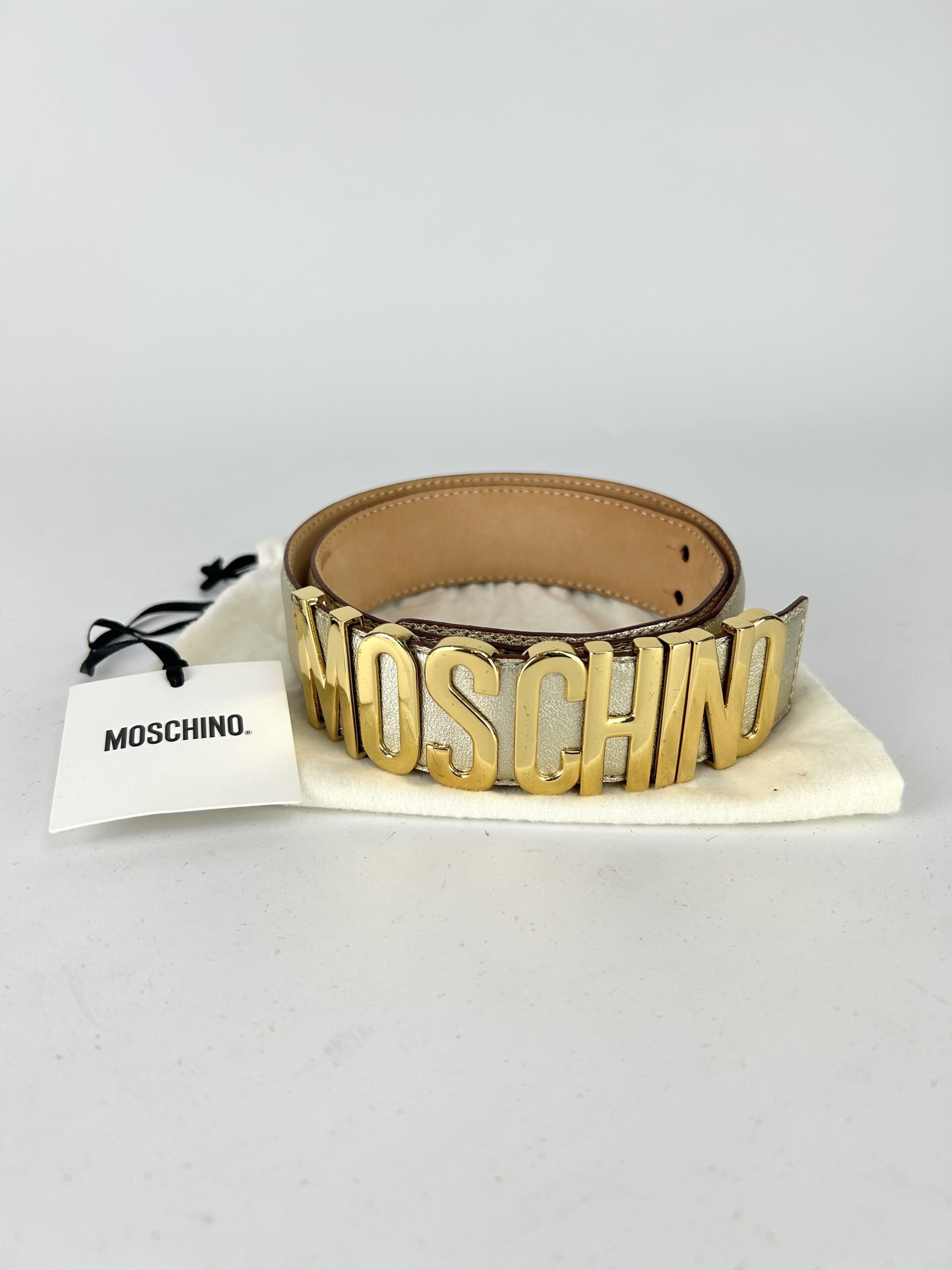 Moschino Logo Lettering Leather Belt