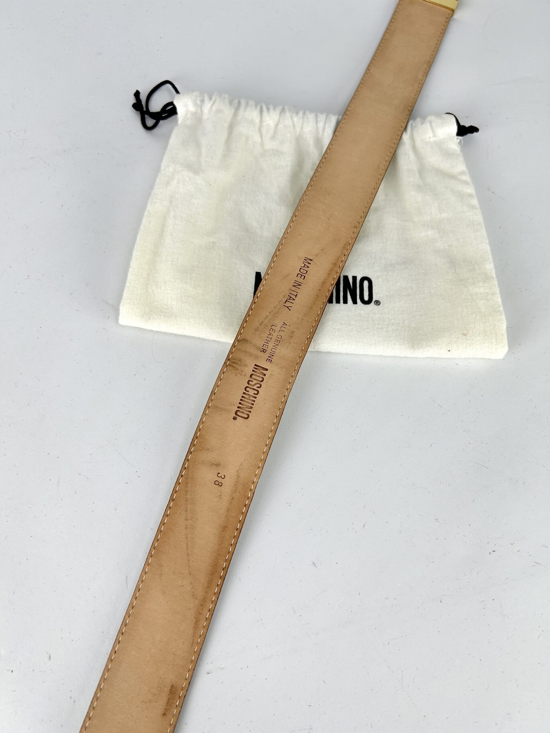 Moschino Logo Lettering Leather Belt - Image 6