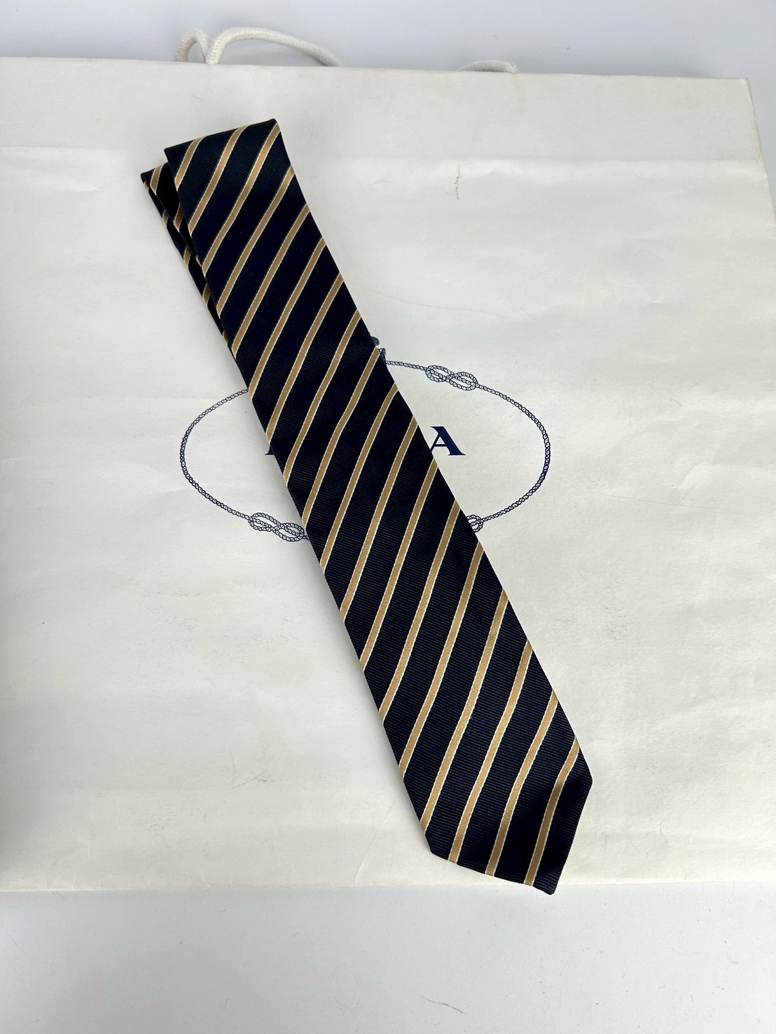 Prada Diagonal Striped Silk Tie - Image 2