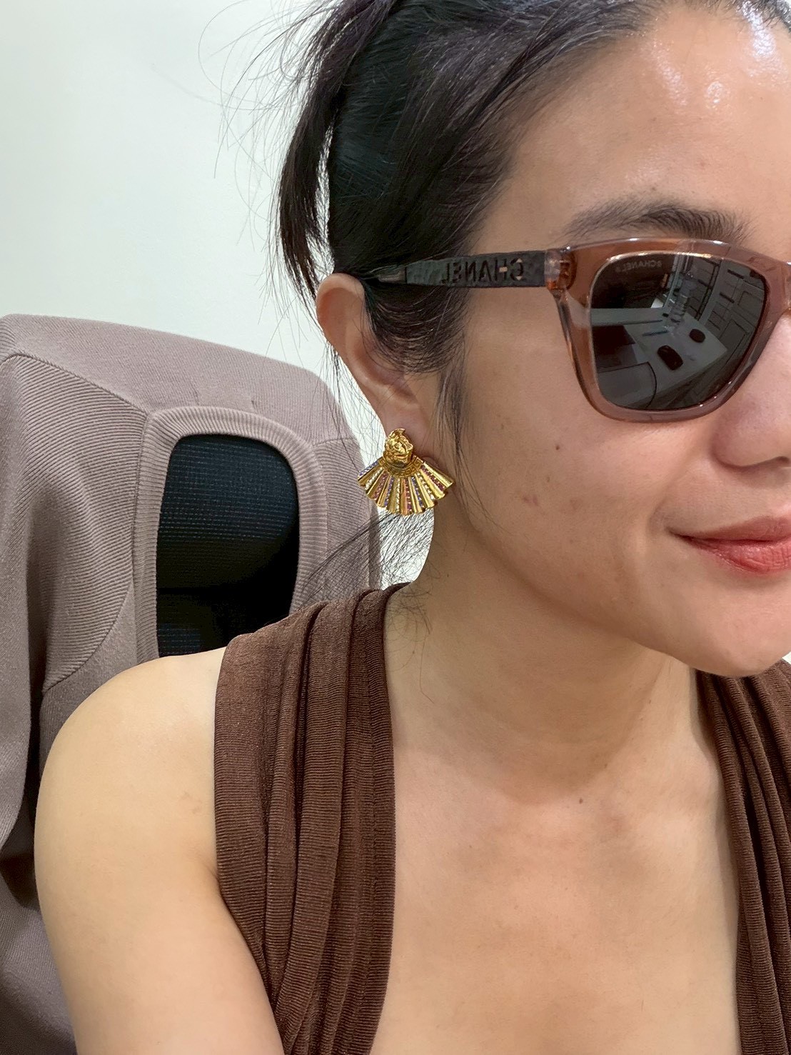 Versace Medusa Fan Crystal Earrings Y2023 - Image 2