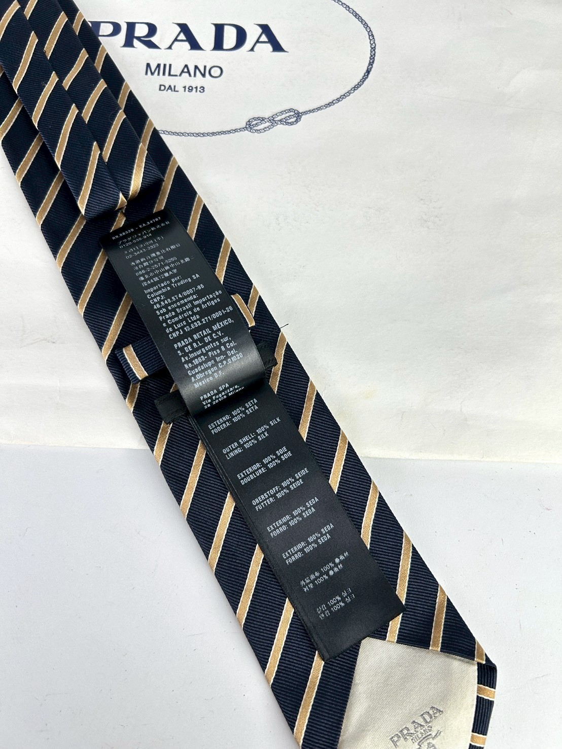 Prada Diagonal Striped Silk Tie - Image 6