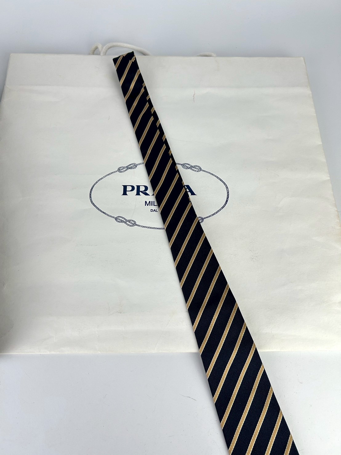 Prada Diagonal Striped Silk Tie - Image 5