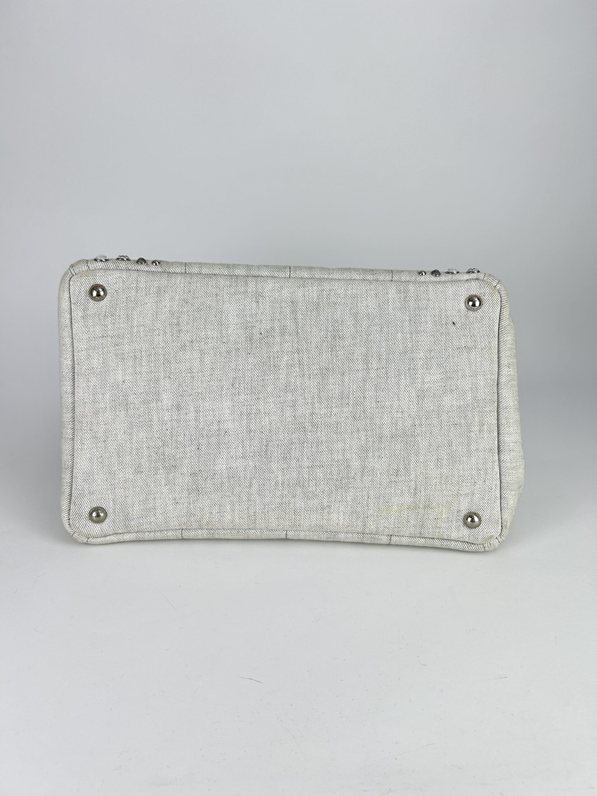 Prada Canapa Denim Studded Tote bag Y2016 - Image 4