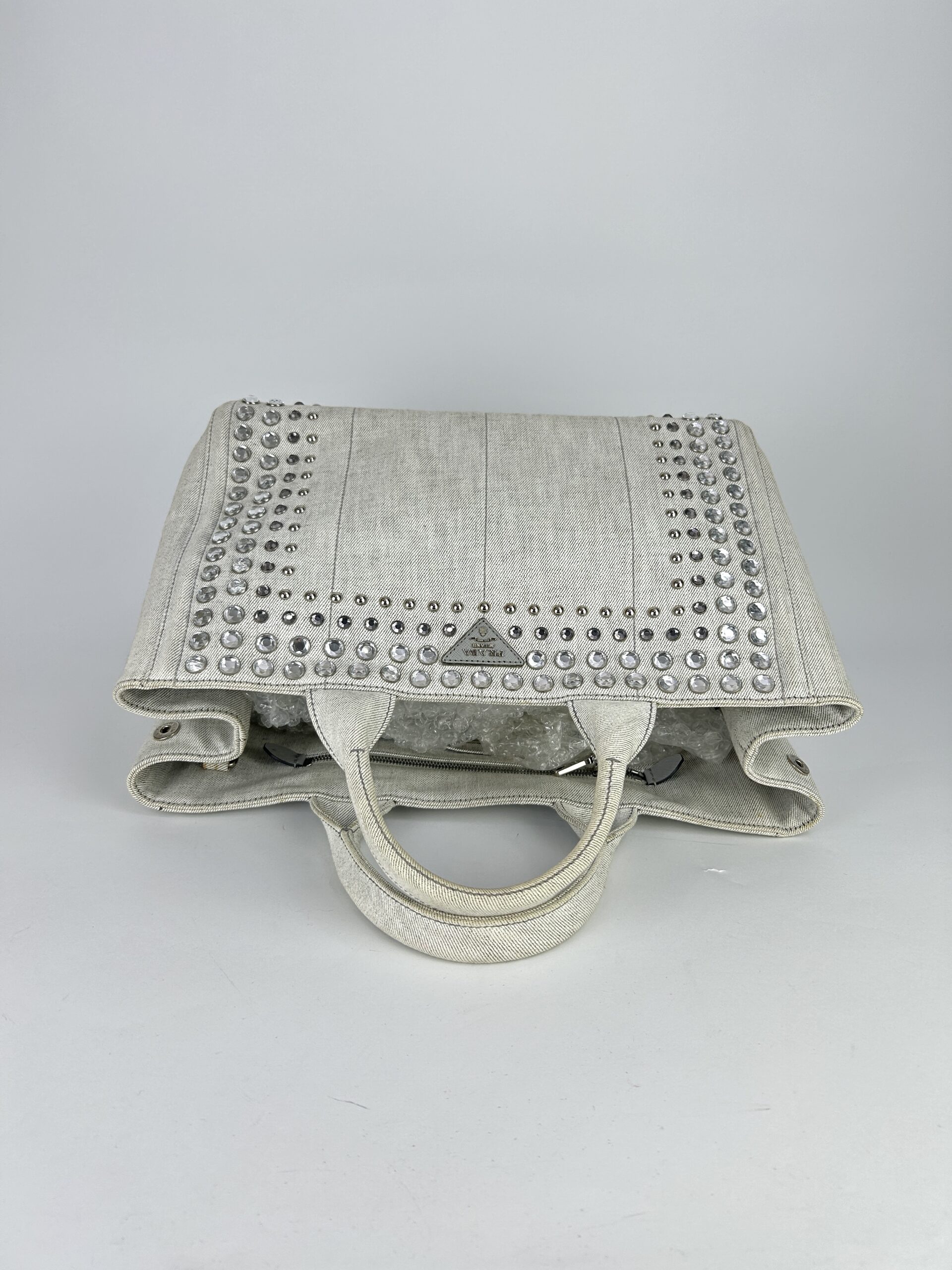 Prada Canapa Denim Studded Tote bag Y2016 - Image 5