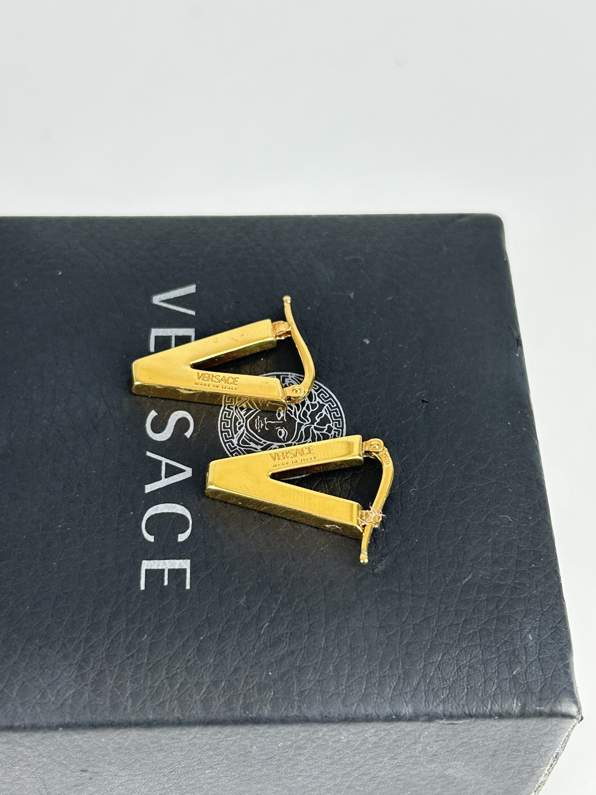 Versace Triangle Logo Detail Earrings - Image 5