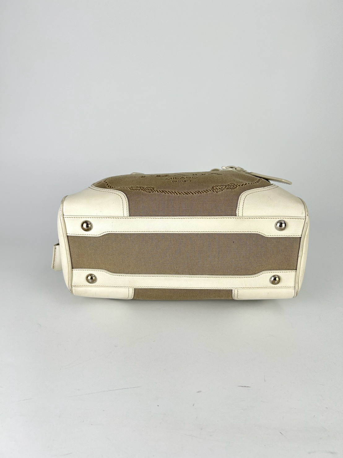 Prada Logo Jacquard Bauletto Bag - Image 4