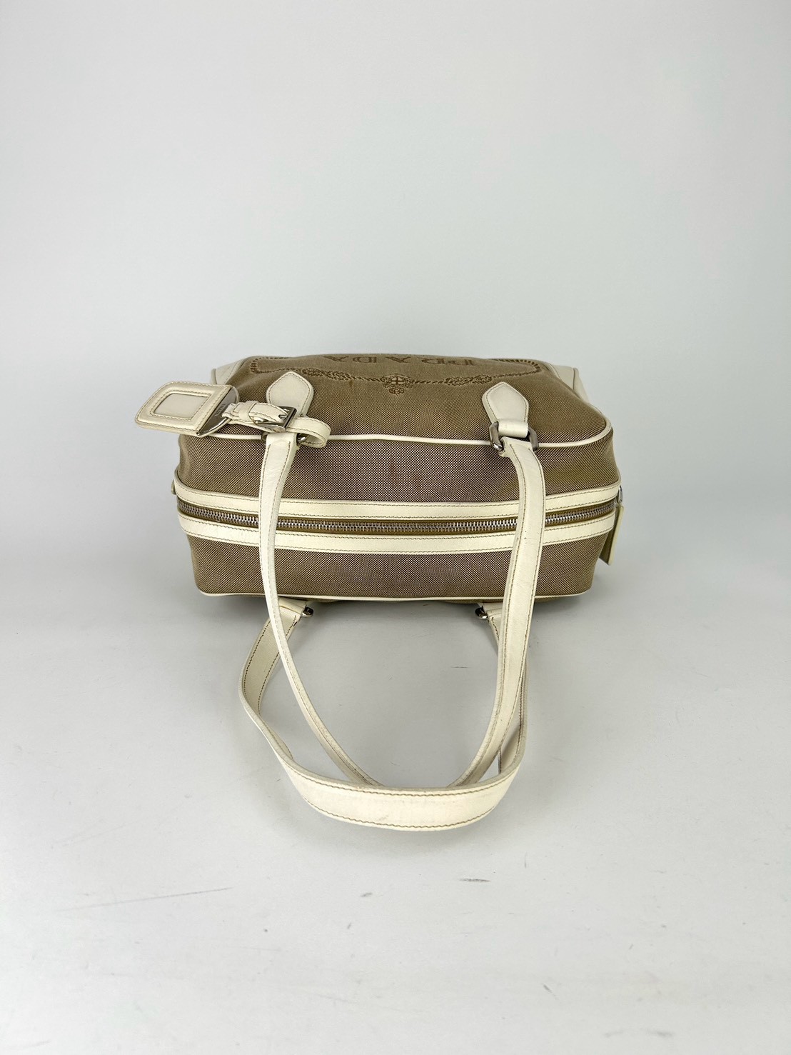 Prada Logo Jacquard Bauletto Bag - Image 5