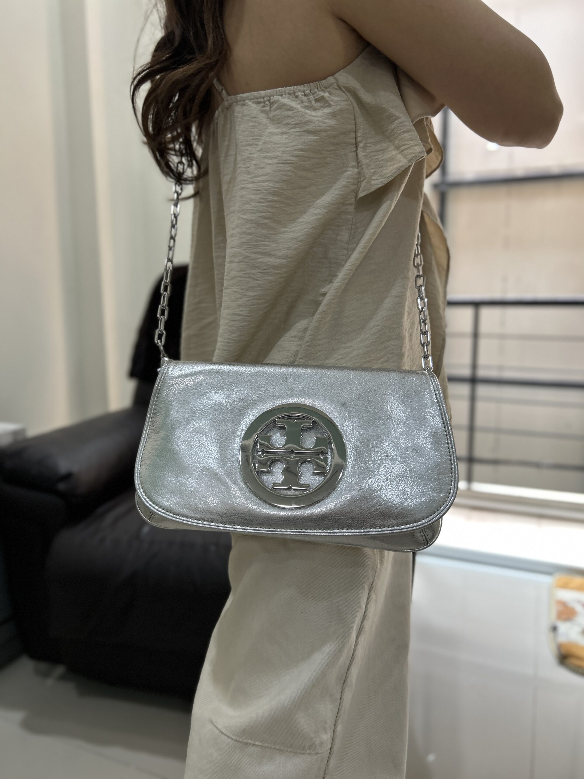ToryBurch Reva Metallic Clutch - Image 2