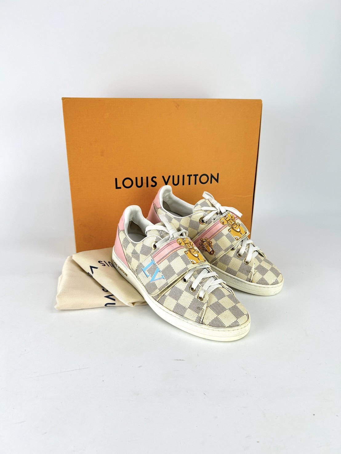 LouisVuitton Damier Azur Summer Trunks Frontrow Sneakers Y2018