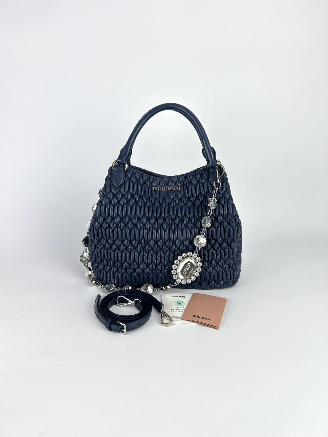 Miumiu Matelasse Nappa Crystal Satchel Tote bag