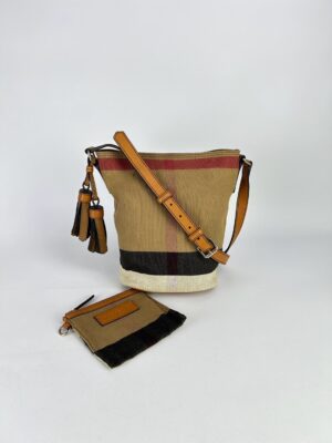 Burberry Ashby Canvas Check Bucket bag