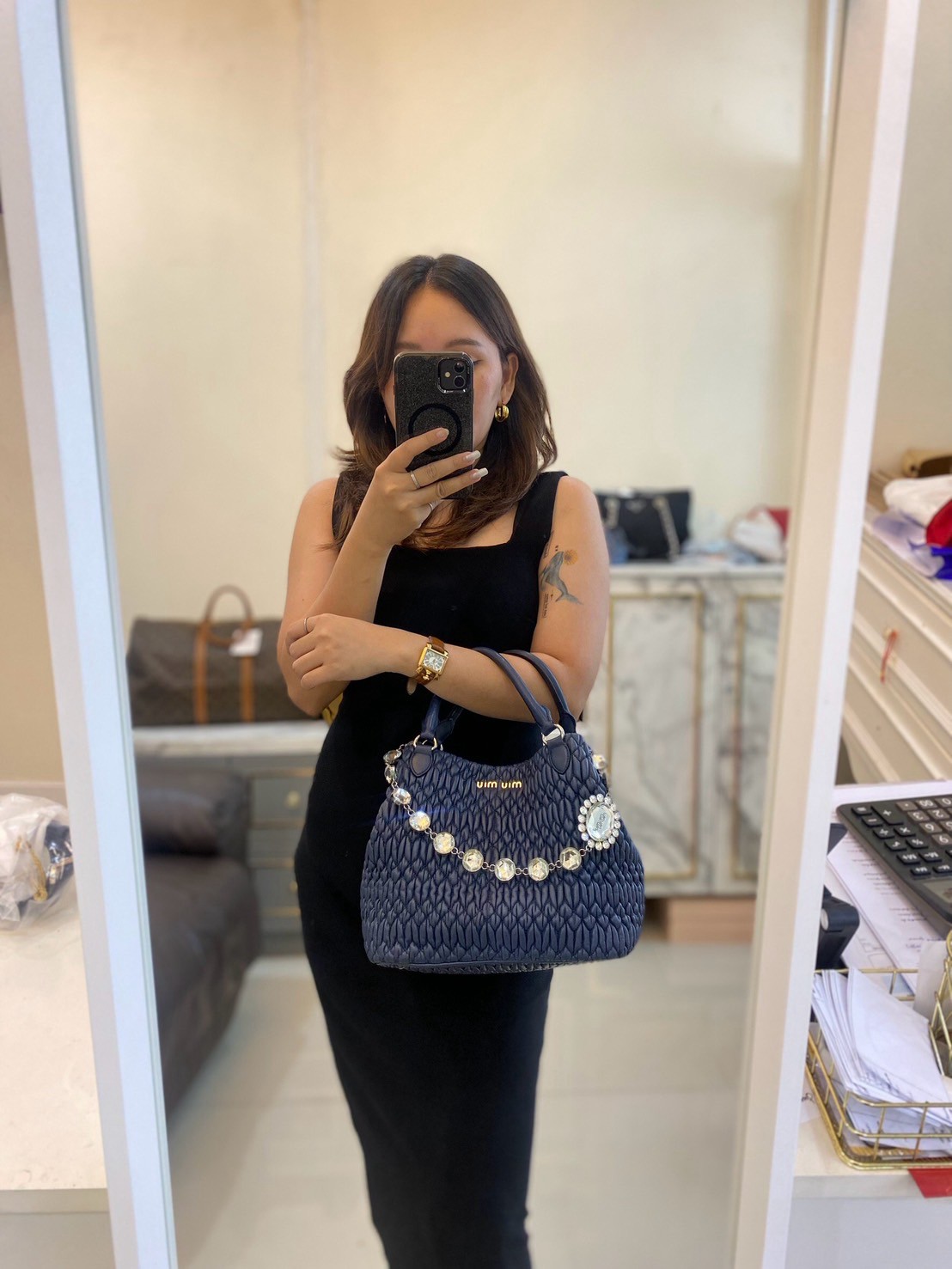 Miumiu Matelasse Nappa Crystal Satchel Tote bag - Image 2