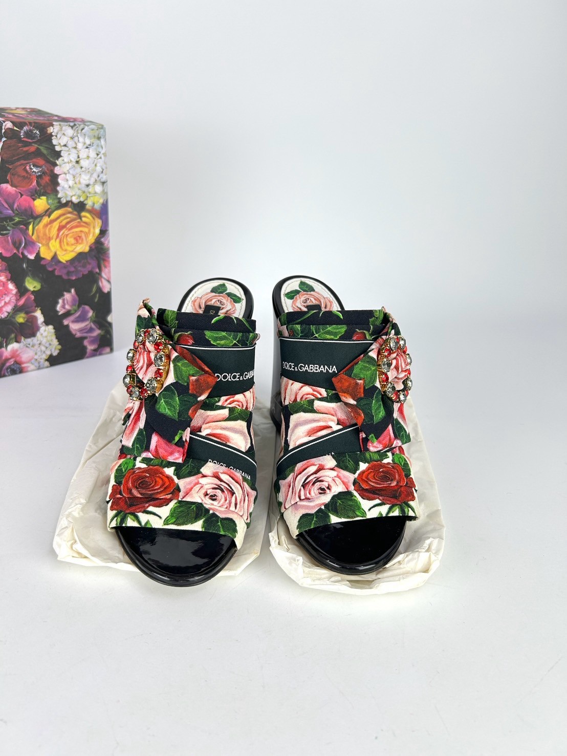 Dolce&Gabbana Crystal Embellished Block Heel Mules - Image 2